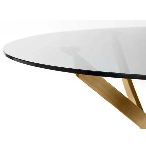 4-Seater Round Dining Table - Gold, Glass