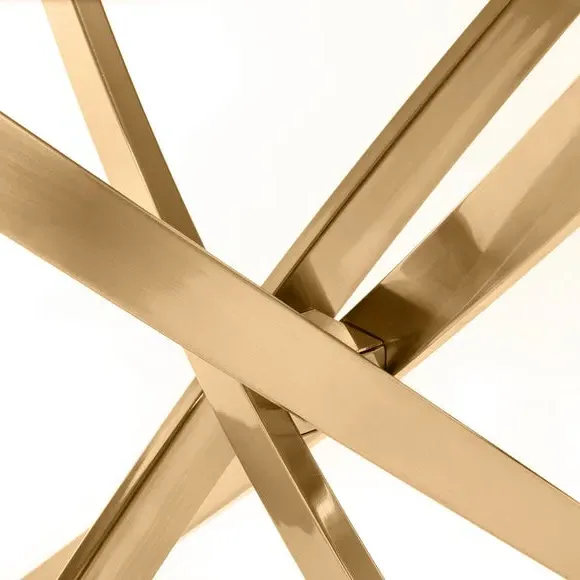 4-Seater Round Dining Table - Gold, Glass