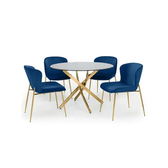 4-Seater Round Dining Table - Gold, Glass