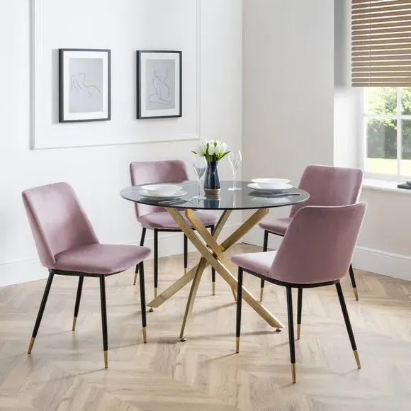 4-Seater Round Dining Table - Gold, Glass image