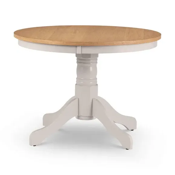 4-Seater Round Dining Table - Ivory, Oak Veneer