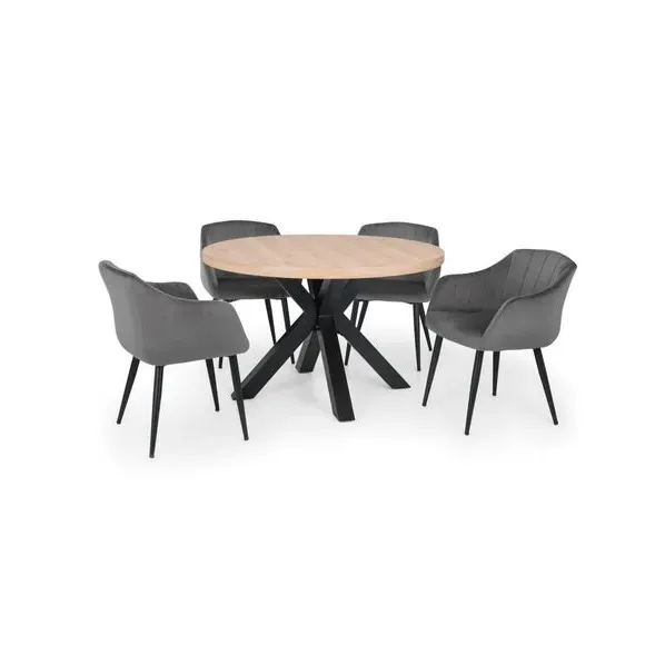 4-Seater Round Dining Table - Oak, Wood Effect