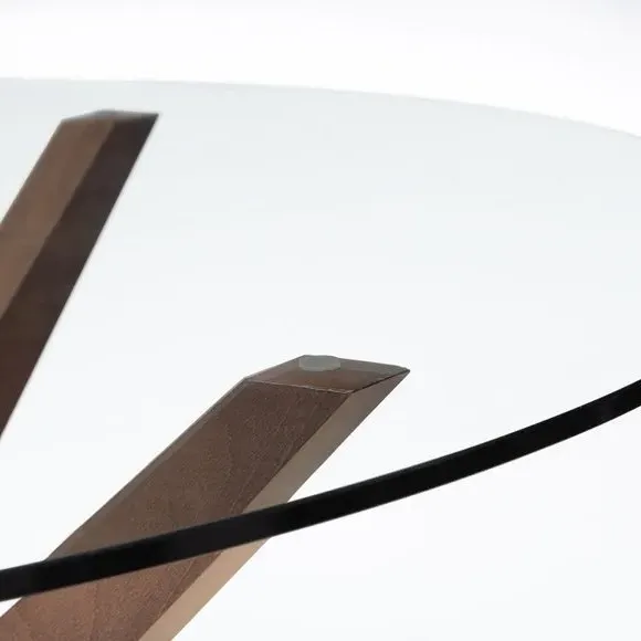 4-Seater Round Dining Table - Walnut, Glass
