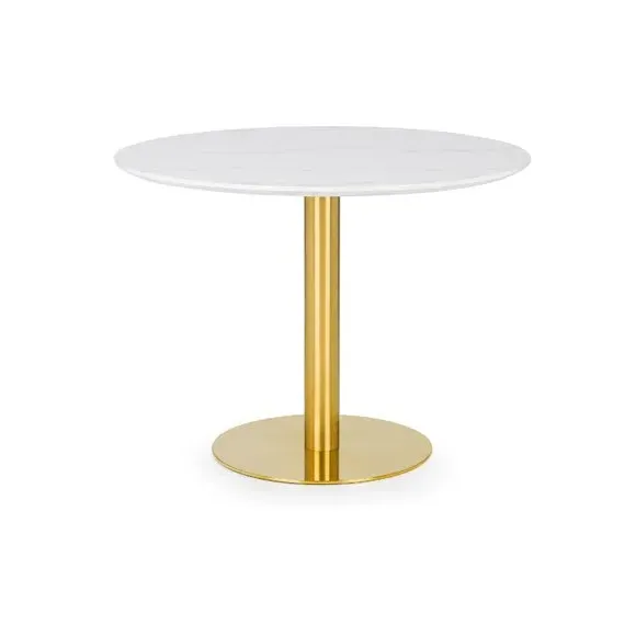 4-Seater Round Dining Table - White, Metal