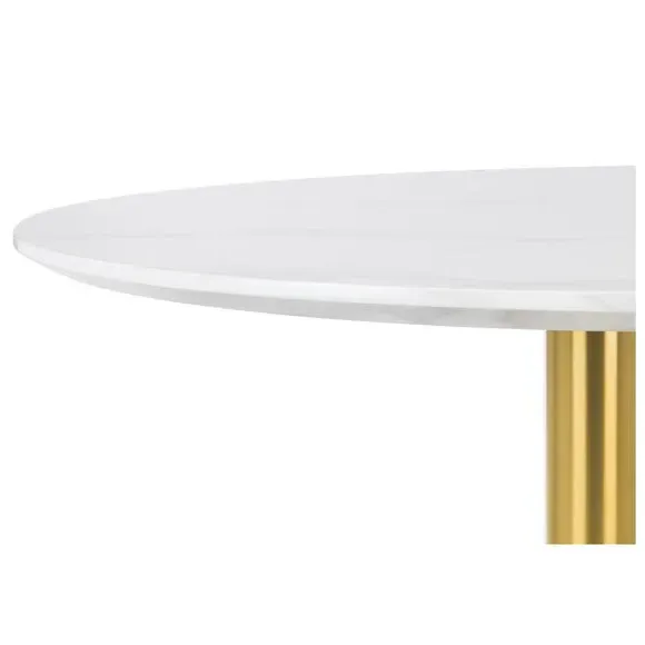 4-Seater Round Dining Table - White, Metal