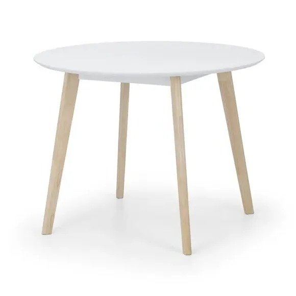 4-Seater Round Dining Table - White, Wood
