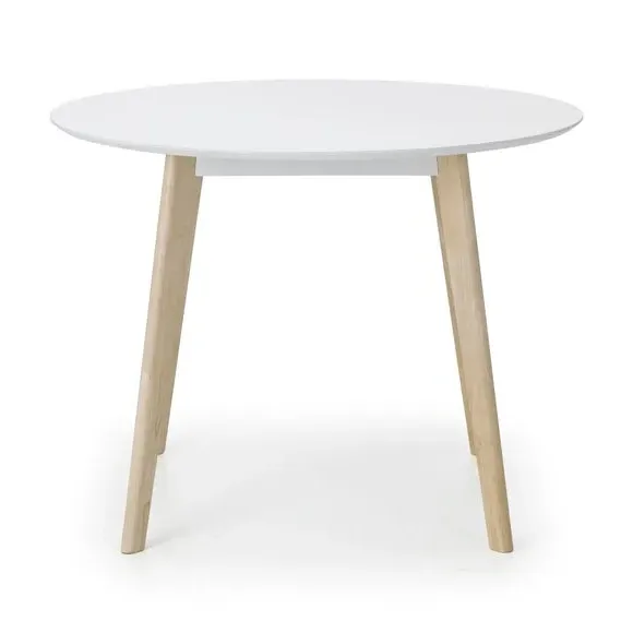 4-Seater Round Dining Table - White, Wood