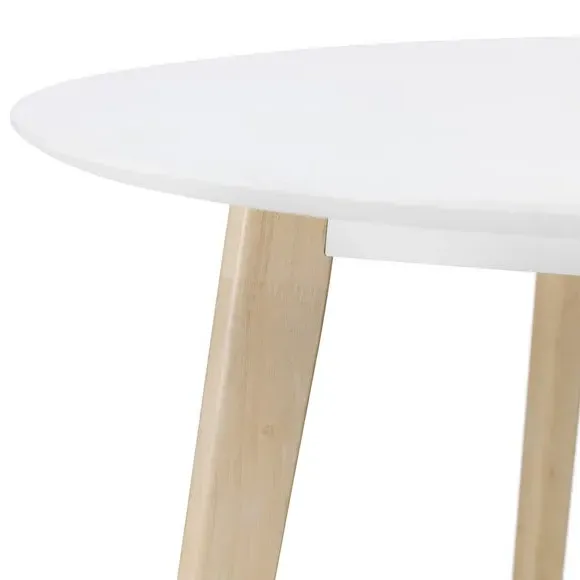 4-Seater Round Dining Table - White, Wood