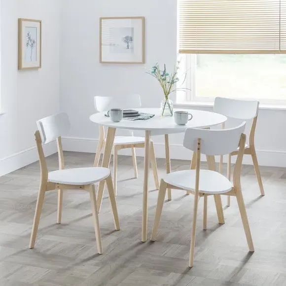 4-Seater Round Dining Table - White, Wood image