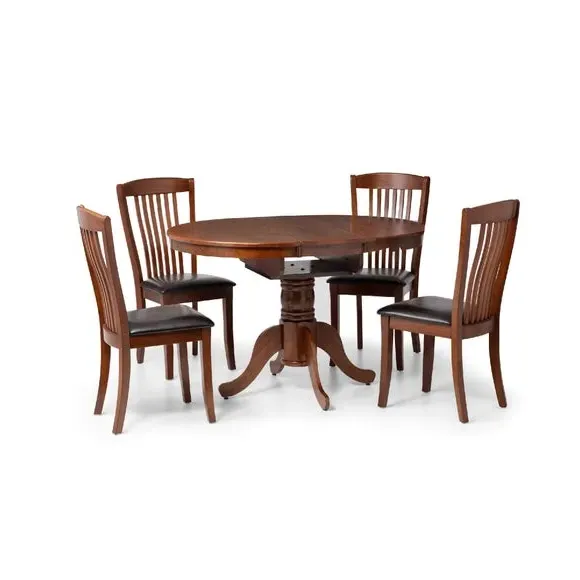 4-Seater Round Extendable Dining Table - Mahogany