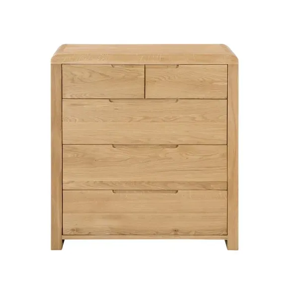 5-Drawer Chest with Curved Edges - Oak Wood