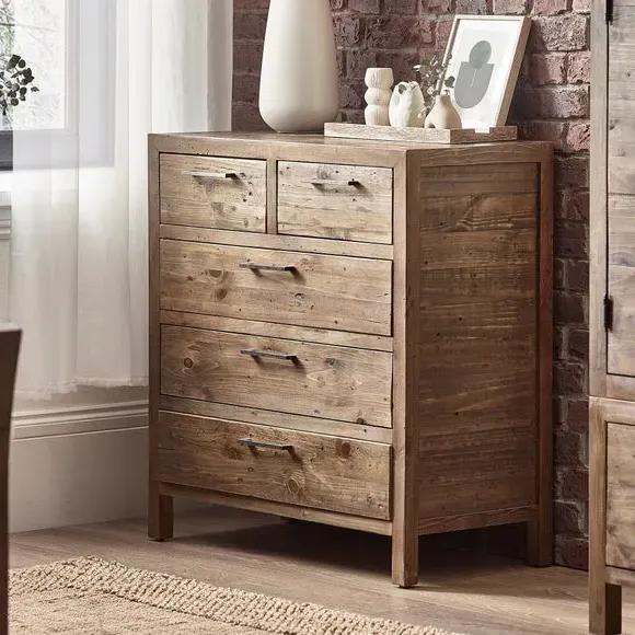 5-Drawer Chest with Metal Handles - Pine image