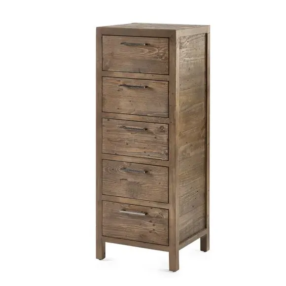 5-Drawer Tallboy with Metal Handles - Pine
