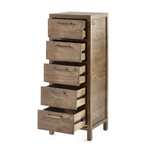 5-Drawer Tallboy with Metal Handles - Pine