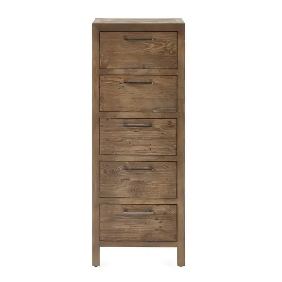 5-Drawer Tallboy with Metal Handles - Pine
