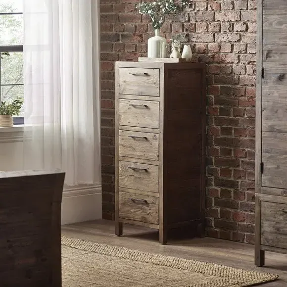 5-Drawer Tallboy with Metal Handles - Pine image