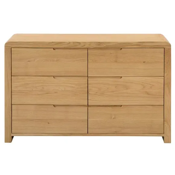 6-Drawer Chest with Curved Edges - Oak