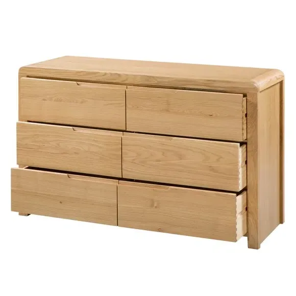 6-Drawer Chest with Curved Edges - Oak