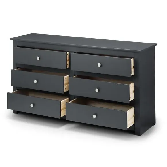 6-Drawer Chest with Silver Handles - Dark Grey