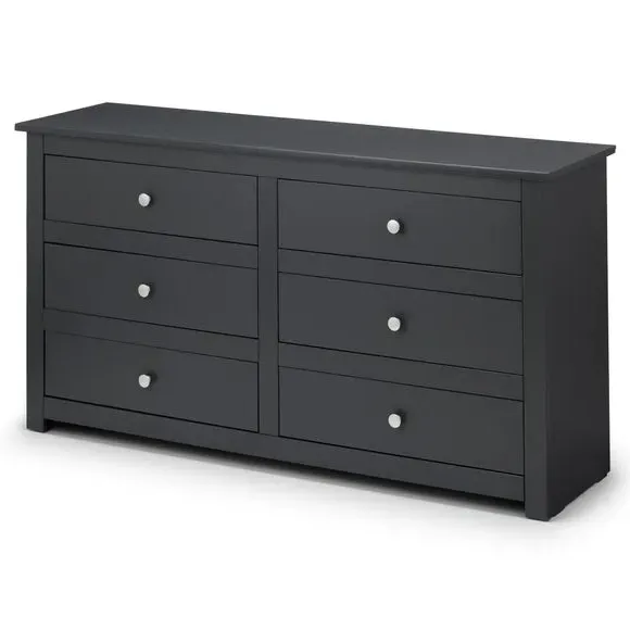 6-Drawer Chest with Silver Handles - Dark Grey