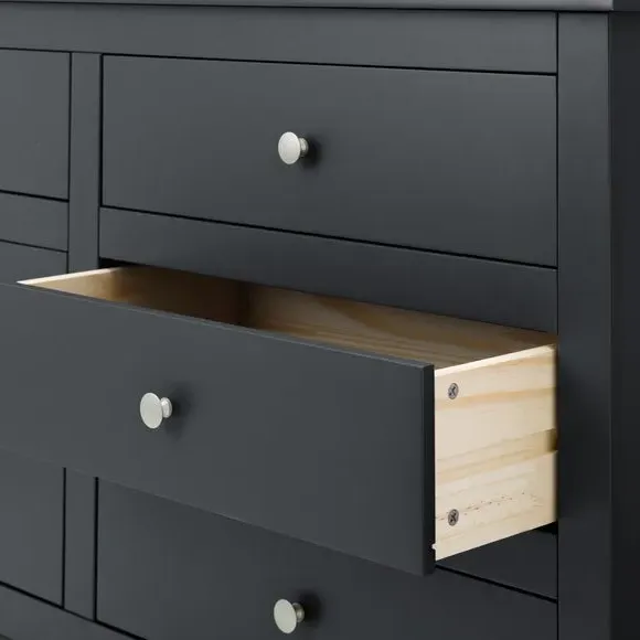 6-Drawer Chest with Silver Handles - Dark Grey