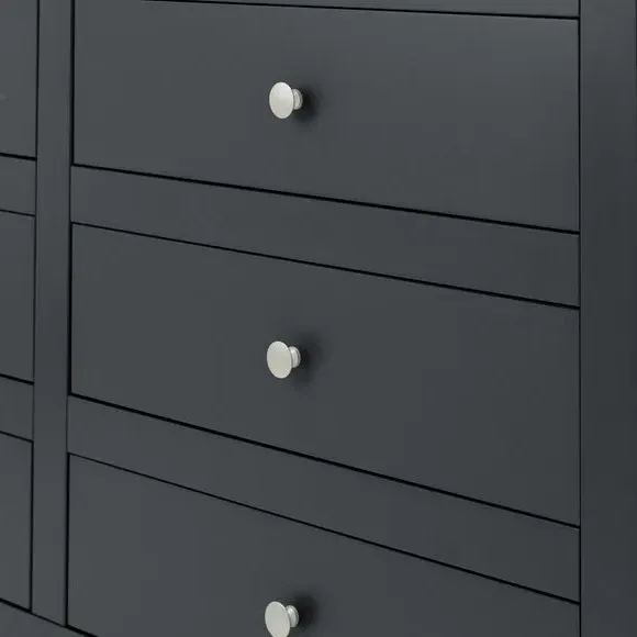 6-Drawer Chest with Silver Handles - Dark Grey