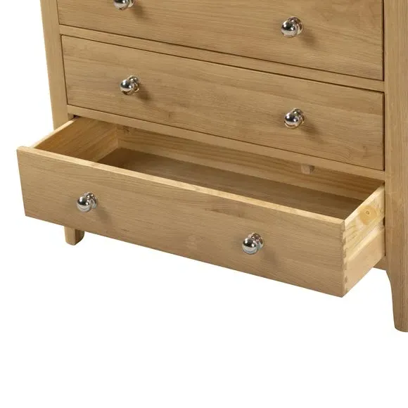 6-Drawer Chest with Silver Handles - Oak