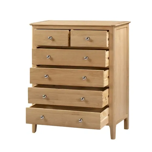 6-Drawer Chest with Silver Handles - Oak