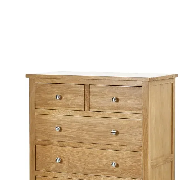 6-Drawer Chest with Silver Knobs - Oak Wood