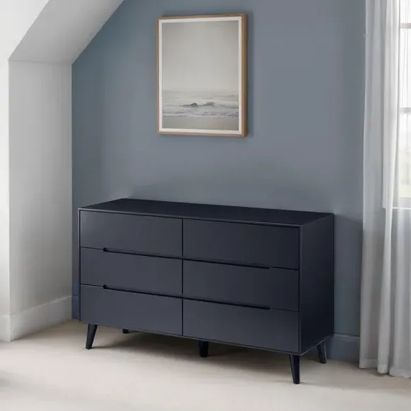 6-Drawer Wide Chest - Anthracite, Oak