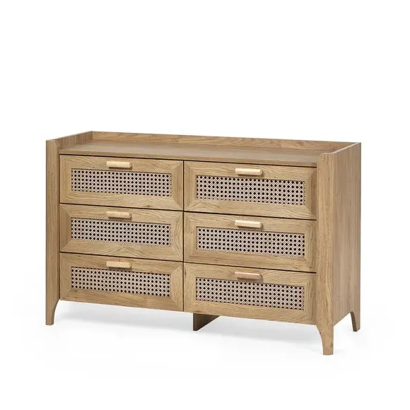 6-Drawer Wide Chest - Brown, Oak
