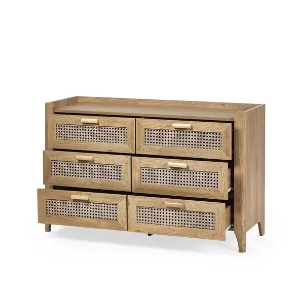 6-Drawer Wide Chest - Brown, Oak