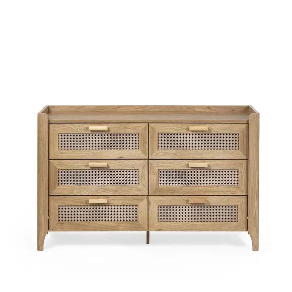6-Drawer Wide Chest - Brown, Oak