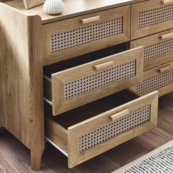 6-Drawer Wide Chest - Brown, Oak