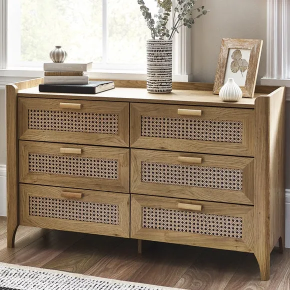 6-Drawer Wide Chest - Brown, Oak image