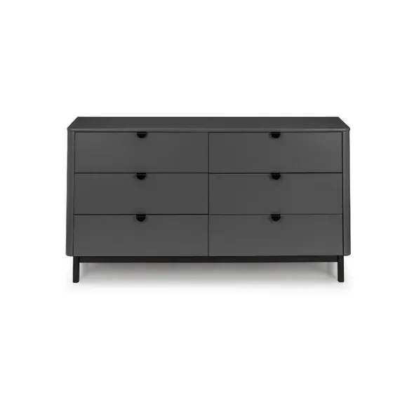 6-Drawer Wide Chest - Grey, Wood