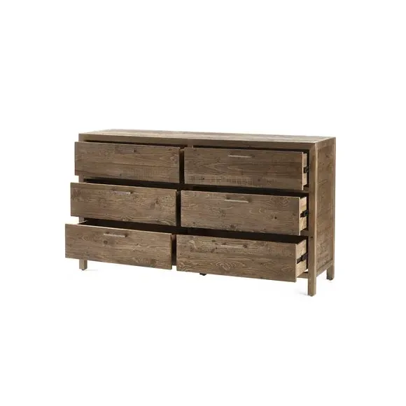 6-Drawer Wide Chest - Pine, Reclaimed Wood