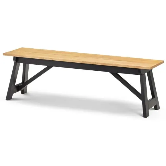 6-Seater Dining Set with Bench - Black, Oak