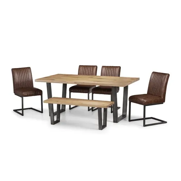 6-Seater Dining Set with Bench - Oak, Solid Wood image