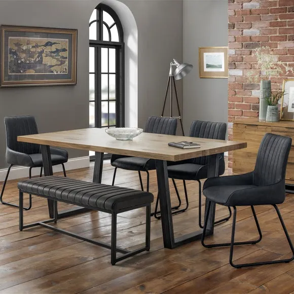 6-Seater Dining Set with Bench - Oak, Solid Wood image