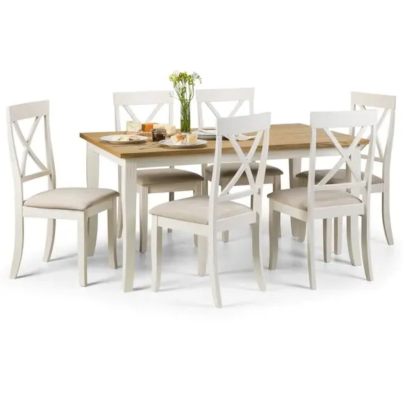 6-Seater Dining Set with Chairs - Ivory, Oak image