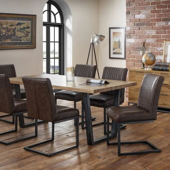 6-Seater Dining Set with Chairs - Oak, Solid Wood