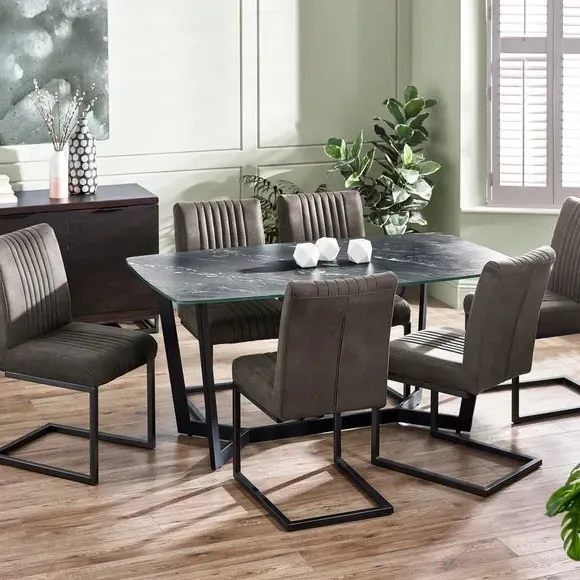 6-Seater Dining Table - Black, Marble