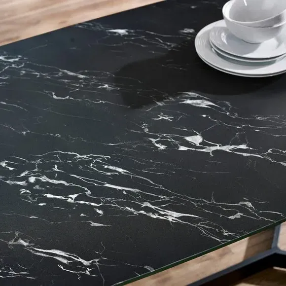 6-Seater Dining Table - Black, Marble
