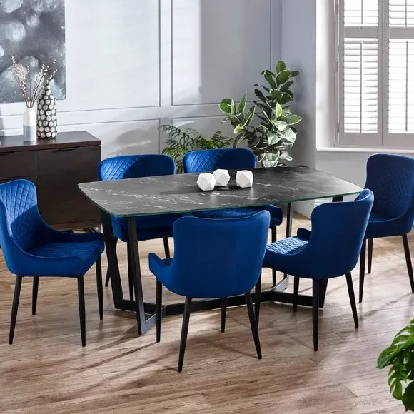 6-Seater Dining Table - Black, Marble image