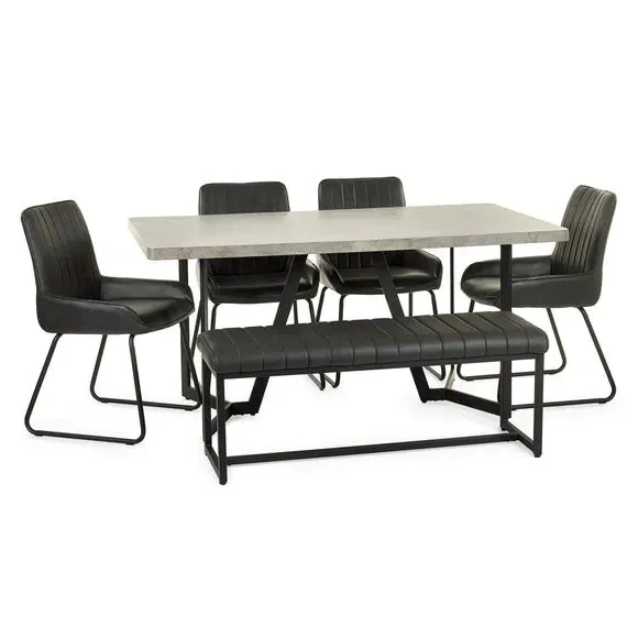 6-Seater Dining Table - Grey, Concrete Effect