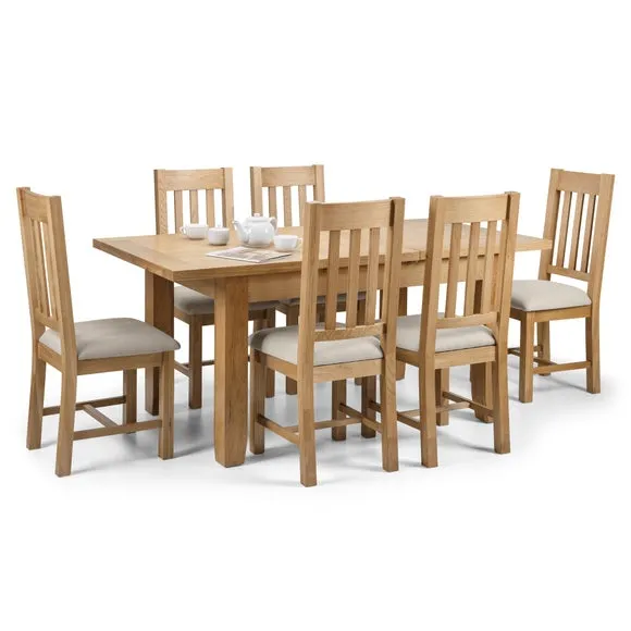 6-Seater Extendable Dining Set - Oak, Solid Wood image