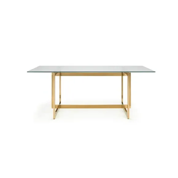 6-Seater Rectangular Dining Table - Gold, Glass