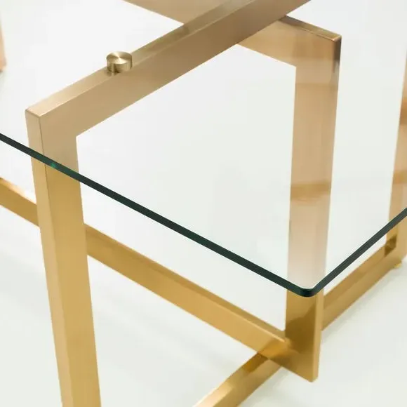 6-Seater Rectangular Dining Table - Gold, Glass