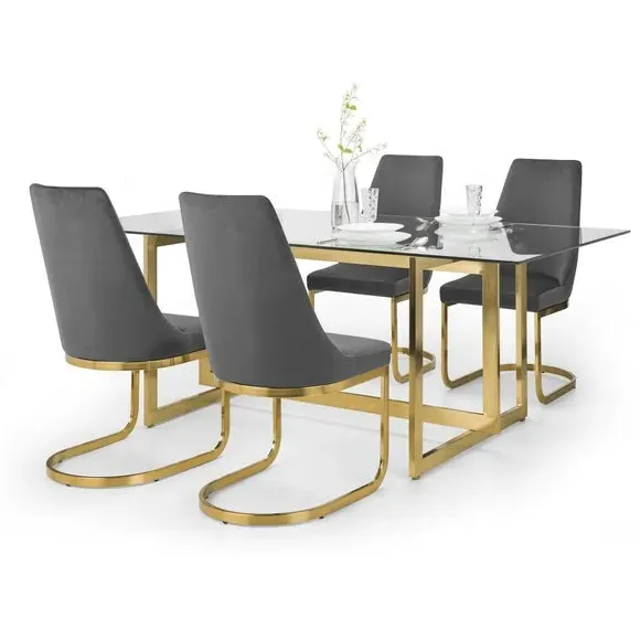 6-Seater Rectangular Dining Table - Gold, Glass